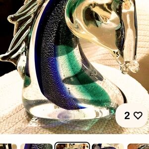 Murano Blue and Green Glass Art Sculpture
